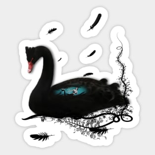 Wonderful black swan with dark mermaid Sticker